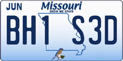 MO license plate BH1S3D