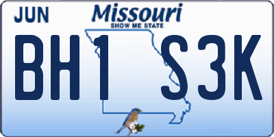 MO license plate BH1S3K