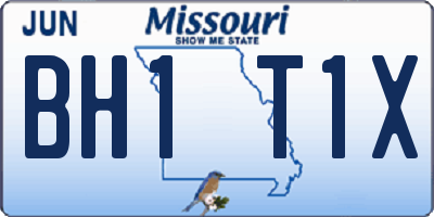 MO license plate BH1T1X