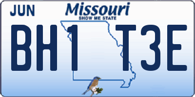 MO license plate BH1T3E