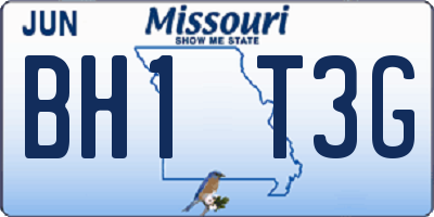 MO license plate BH1T3G
