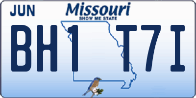 MO license plate BH1T7I