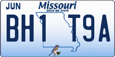 MO license plate BH1T9A