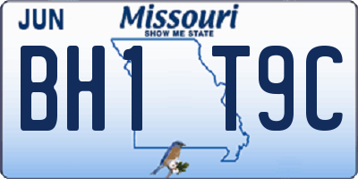 MO license plate BH1T9C