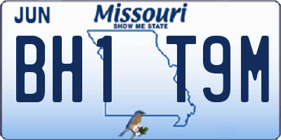 MO license plate BH1T9M
