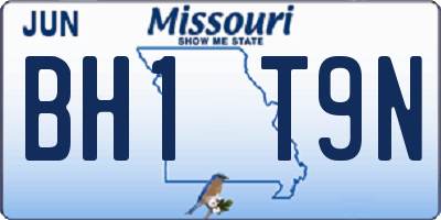 MO license plate BH1T9N