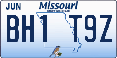 MO license plate BH1T9Z
