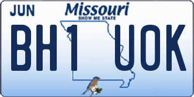 MO license plate BH1U0K