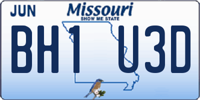 MO license plate BH1U3D