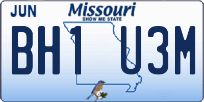 MO license plate BH1U3M