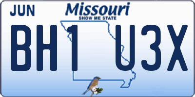 MO license plate BH1U3X