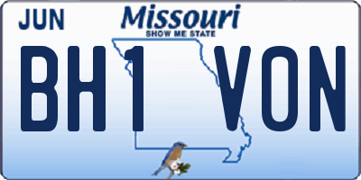 MO license plate BH1V0N