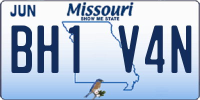 MO license plate BH1V4N