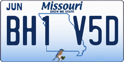 MO license plate BH1V5D
