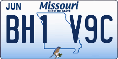 MO license plate BH1V9C