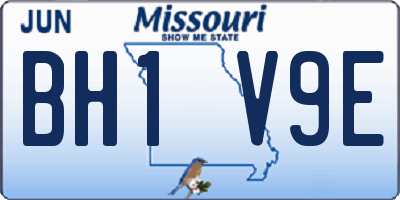 MO license plate BH1V9E