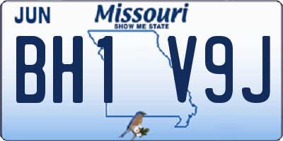 MO license plate BH1V9J