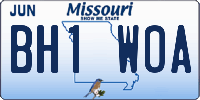 MO license plate BH1W0A