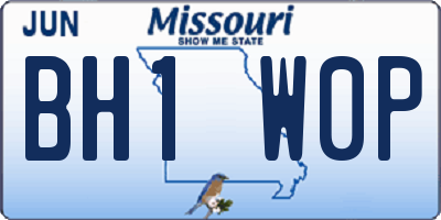 MO license plate BH1W0P