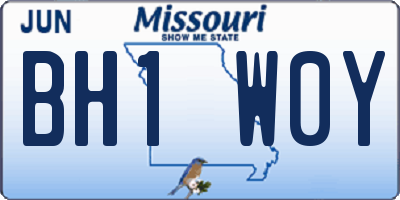 MO license plate BH1W0Y