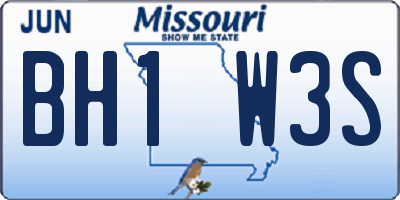 MO license plate BH1W3S