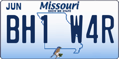 MO license plate BH1W4R
