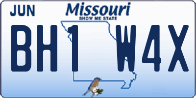 MO license plate BH1W4X