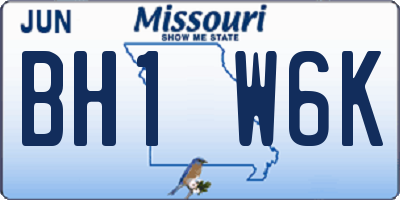 MO license plate BH1W6K