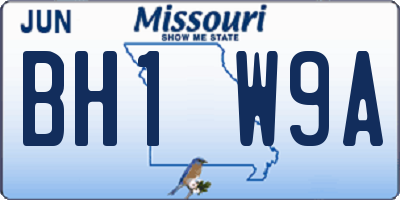 MO license plate BH1W9A