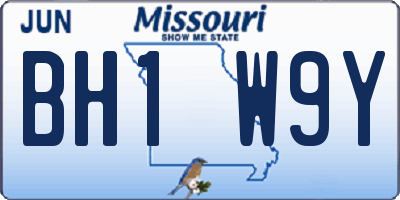 MO license plate BH1W9Y