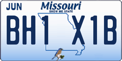 MO license plate BH1X1B