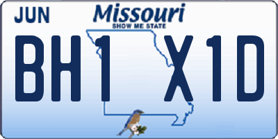 MO license plate BH1X1D