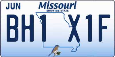 MO license plate BH1X1F