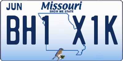 MO license plate BH1X1K