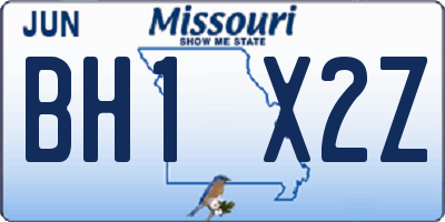 MO license plate BH1X2Z
