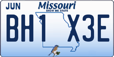 MO license plate BH1X3E