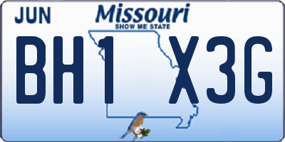 MO license plate BH1X3G