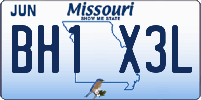 MO license plate BH1X3L