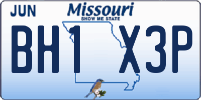 MO license plate BH1X3P