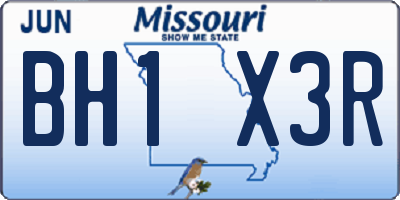 MO license plate BH1X3R