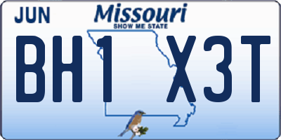 MO license plate BH1X3T