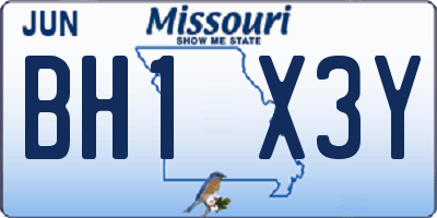 MO license plate BH1X3Y