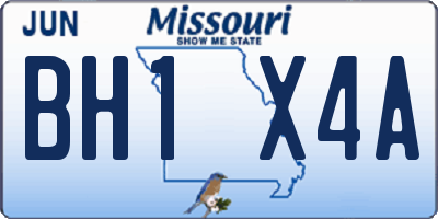 MO license plate BH1X4A