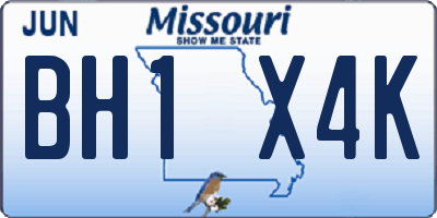 MO license plate BH1X4K