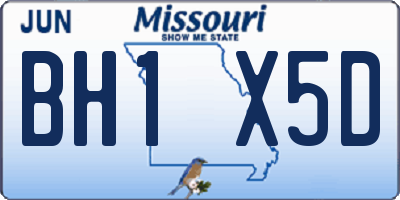 MO license plate BH1X5D
