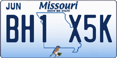 MO license plate BH1X5K