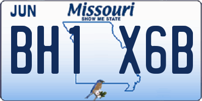 MO license plate BH1X6B
