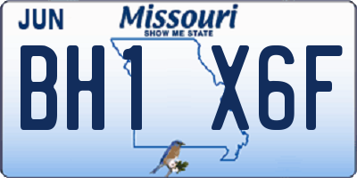 MO license plate BH1X6F