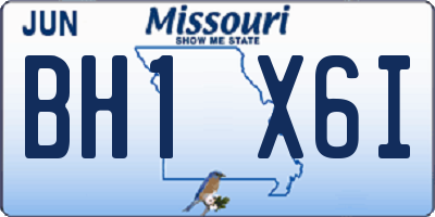 MO license plate BH1X6I