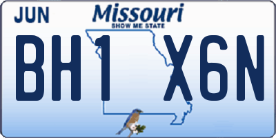 MO license plate BH1X6N